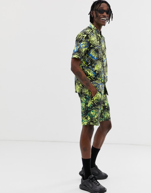 Billionaire Boys Club - Ensemble d'été camouflage motif poisson - Jaune