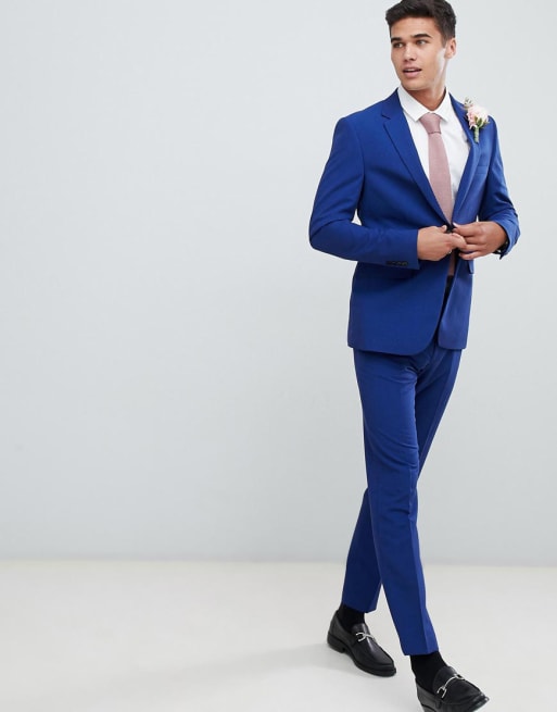 Blåt jakkesæt med smal pasform fra Burton Menswear