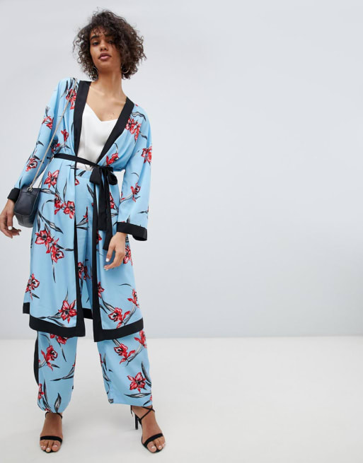 tragedie Permanent Tilsyneladende Blomstret kimono og bukser fra Neon Rose - del af sæt | ASOS