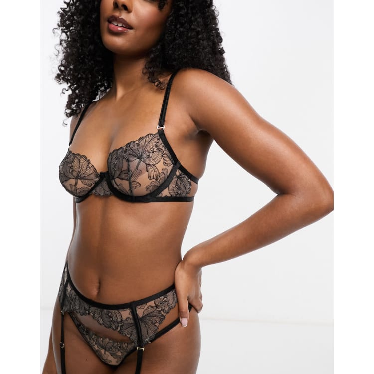 Bluebella Hale sheer lingerie set in black