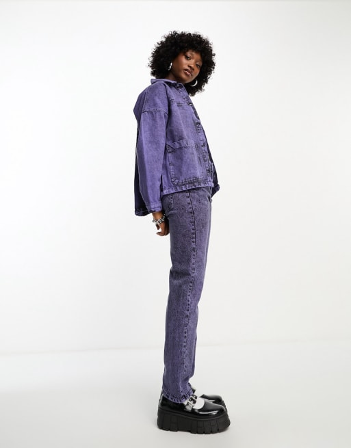 ASOS Asos Denim Jacket with Acid Wash in Purple for Men