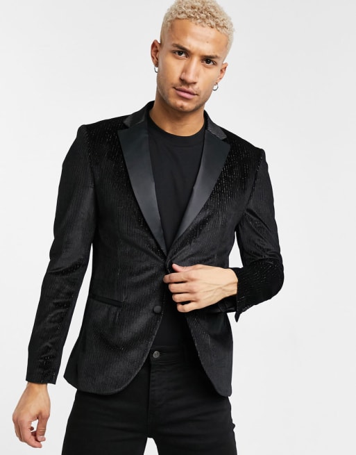 Bolongaro Trevor velvet skinny suit with glitter thread | ASOS