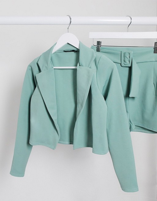 Boohoo cropped co-ord in sage