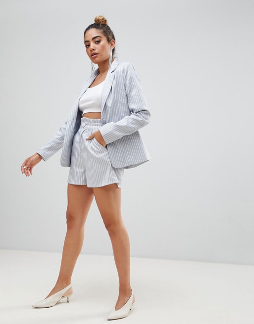 Boohoo Stripe Blazer Short Co Ord ASOS