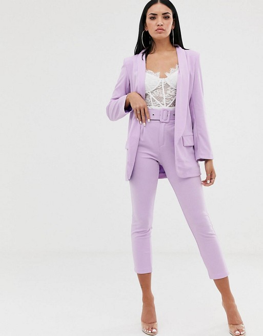Boohoo tailored blazer & trousers co-ord in lilac