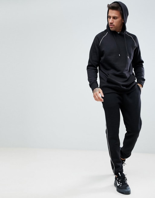 Boohooman best sale black tracksuit