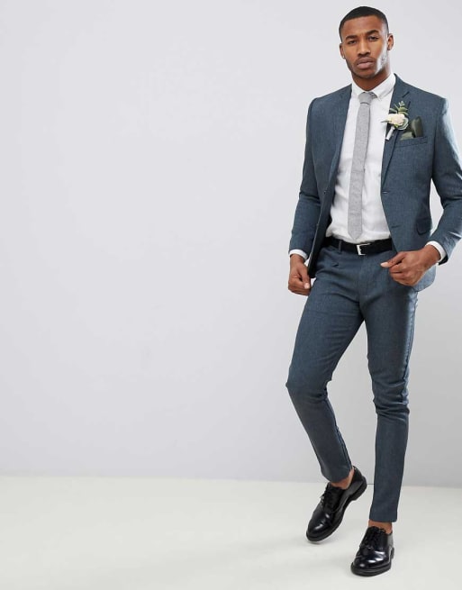 boohooMAN Wedding Slim Fit Suit In Navy