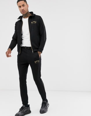 boss black and gold tracksuit