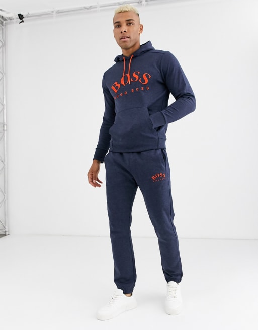 BOSS Athleisure orange logo tracksuit set navy marl |