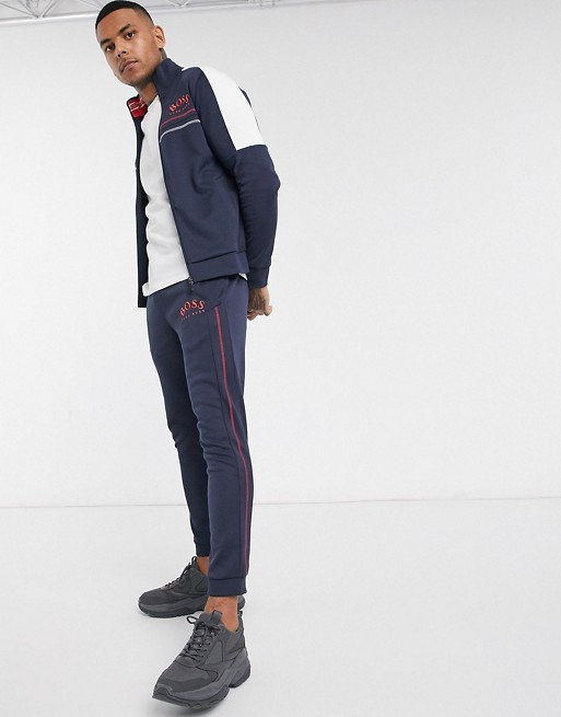 BOSS Athleisure tracksuit set in navy/ white