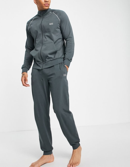 BOSS Bodywear – Dres w kolorze khaki z bluzą zapinaną na zamek ze stójką