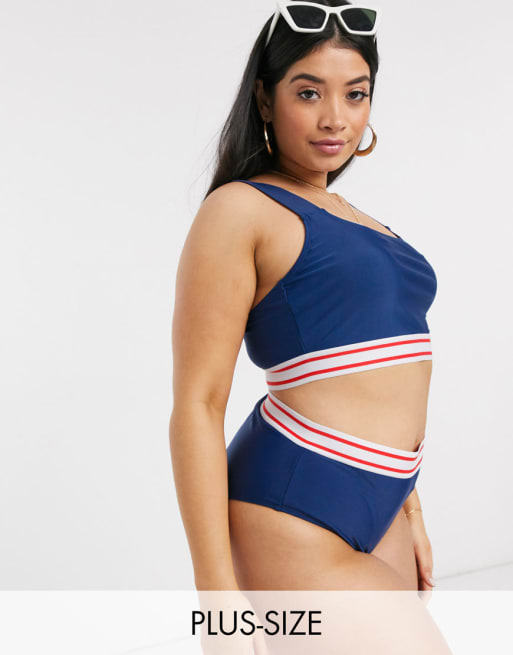 Brave Soul - Ensemble lingerie avec bande contrastante - Bleu marine