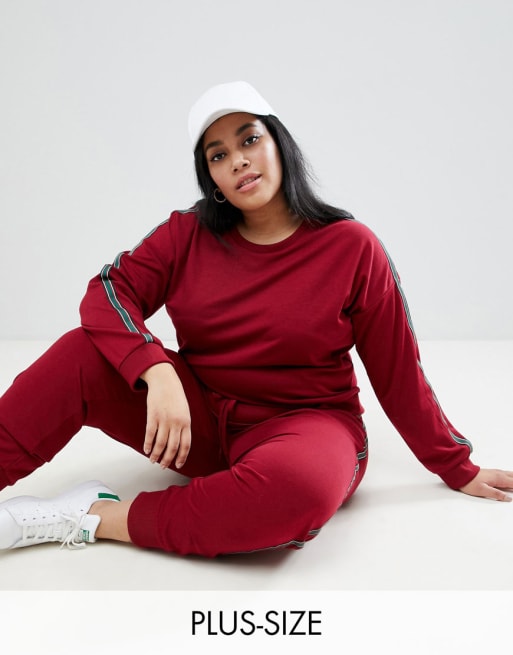 Brave Soul – Plus – Bluza i spodnie dresowe z lampasami z dżerseju