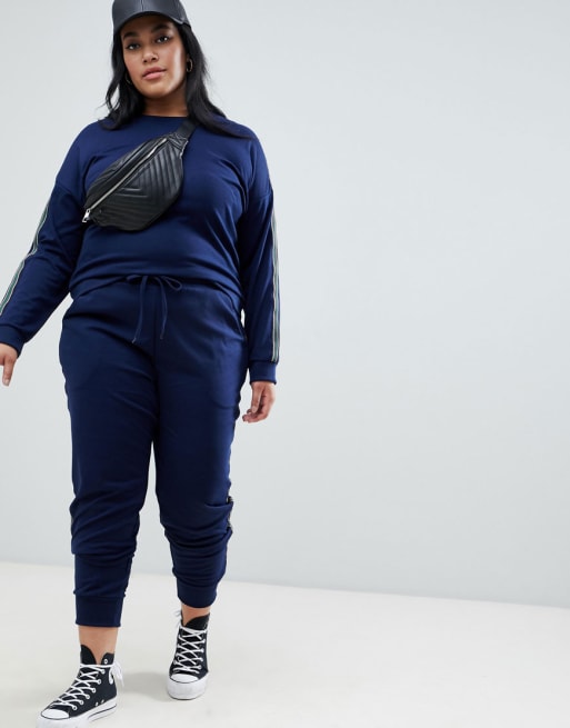 Brave Soul – Plus – Bluza i spodnie dresowe z lampasami z dżerseju