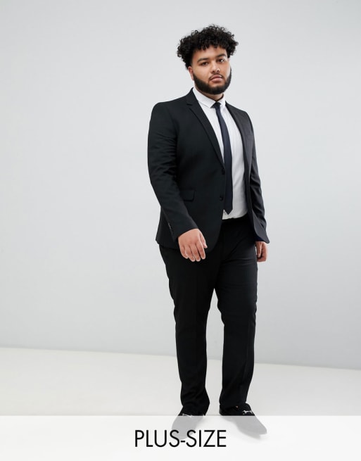Burton Menswear – Big & Tall – Czarny garnitur o obcisłym kroju