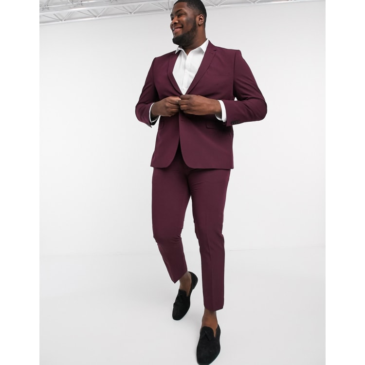 Burton Menswear Big Tall skinny suit in burgundy ASOS