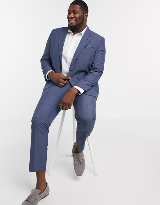 Burton Menswear Big & Tall slim suit in blue check | ASOS