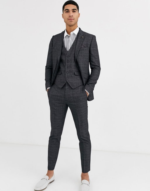 Burton Menswear – Rutig kostym i skinny fit