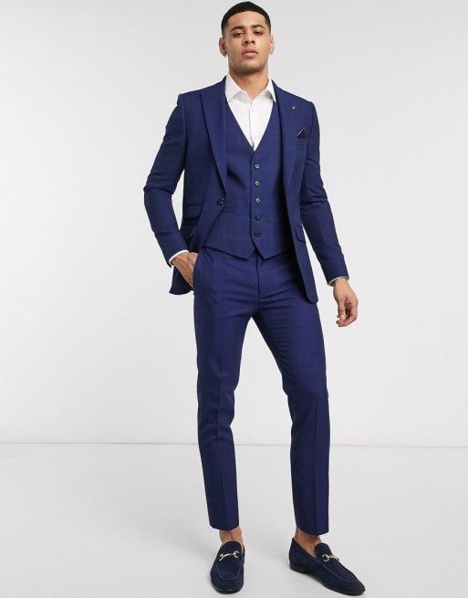 Burton Menswear skinny suit in navy check | ASOS