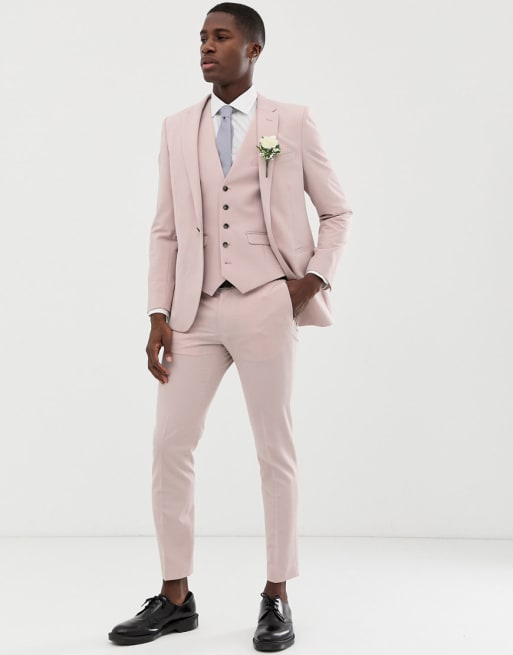 Burton Menswear skinny suit in pink ASOS