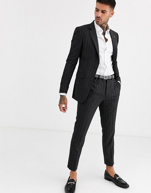 Burton Menswear slim fit suit in college stripe