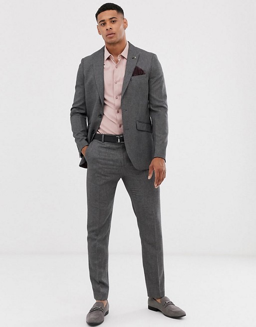 Burton Menswear slim suit in mini grey check