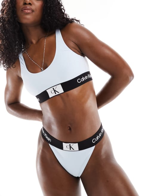 Calvin Klein – Bikini in Hellblau mit Logo