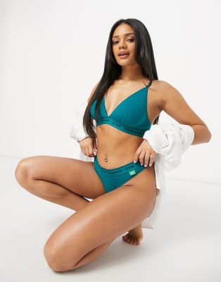 Calvin Klein - CK One - Ensemble de lingerie non doublé à logo en bouteilles recyclées - Vert