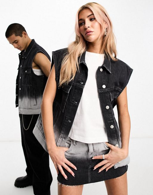 Calvin Klein - Co-ord set van denim hemd en short in zwart met kleurverloop