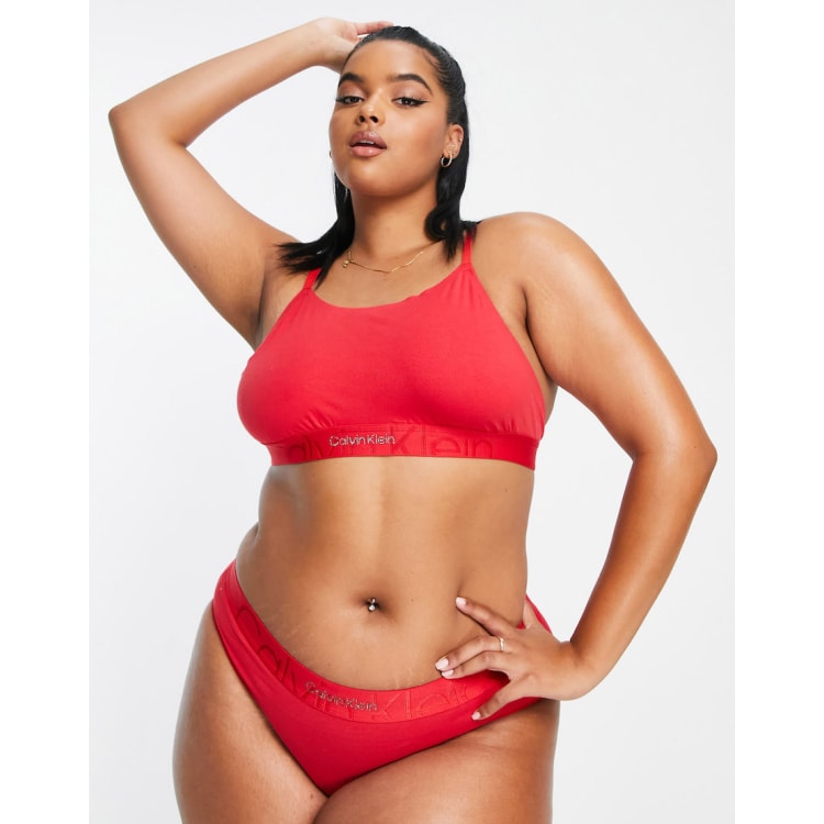 Calvin Klein Curve Embossed Icon cotton blend lingerie set in red