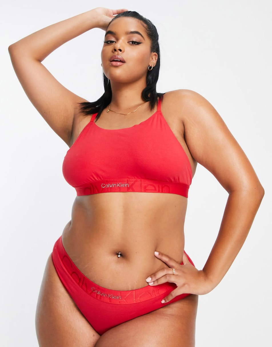 Calvin Klein Curve Embossed Icon cotton blend lingerie set in red