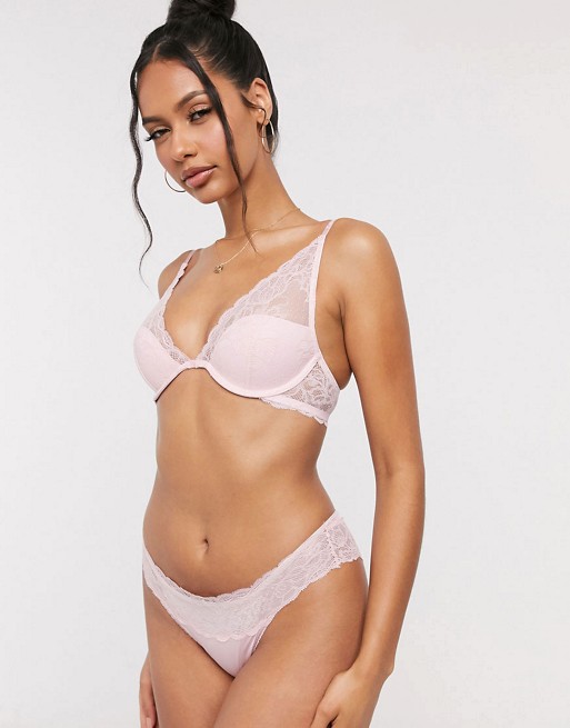 Calvin Klein lightly lined lingerie set in bubblegum pink