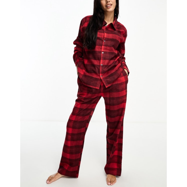 CALVIN KLEIN Lounge Checkered Red Womens Sweatshirt - RED COMBO