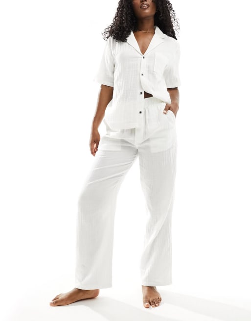 Calvin Klein - Mix and Match - Ensemble confort en coton texturé - Blanc