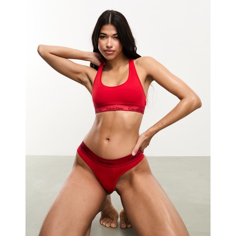 Red calvin deals klein thong set