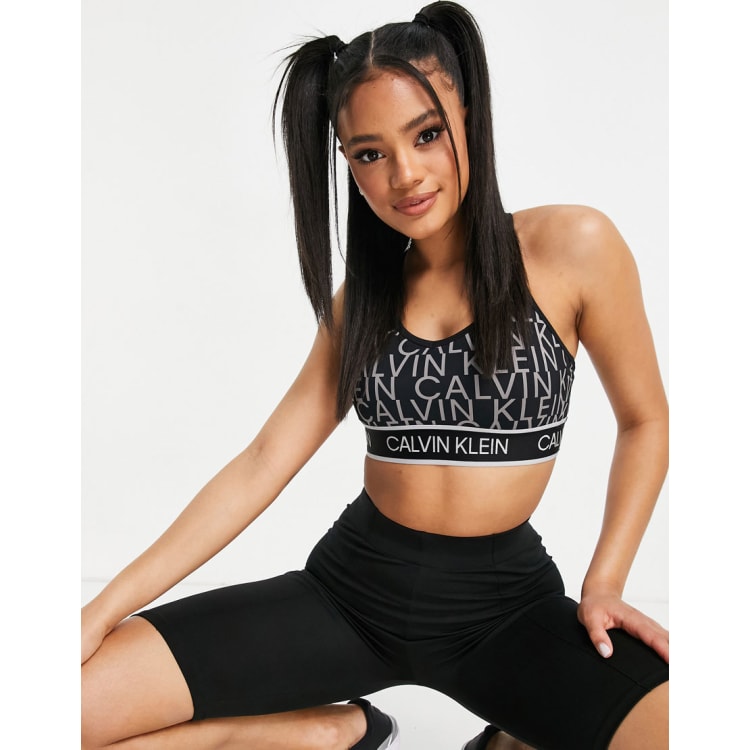 Calvin Klein Performance co ord logo sports bra and leggings set in black ASOS