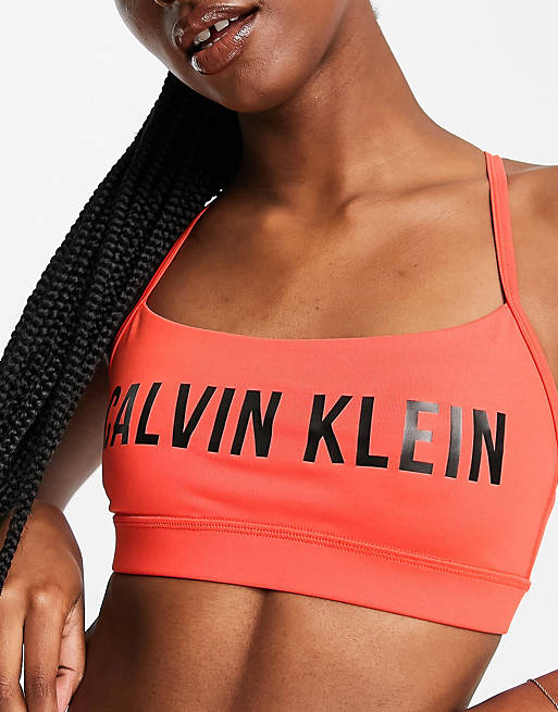 Calvin Klein Performance co-ord sports bra and shorts in orange