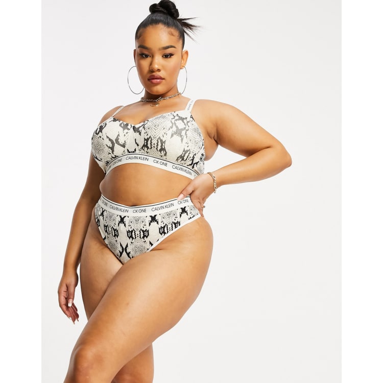 Calvin Klein Plus Size CK One Cotton lingerie set in snake print ASOS