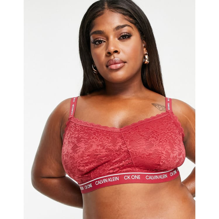 Calvin Klein Plus Size CK One lace lingerie set in red ASOS