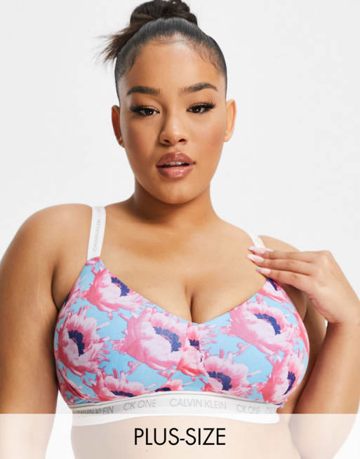 Calvin Klein Plus Size CK One lingerie set in floral print ASOS