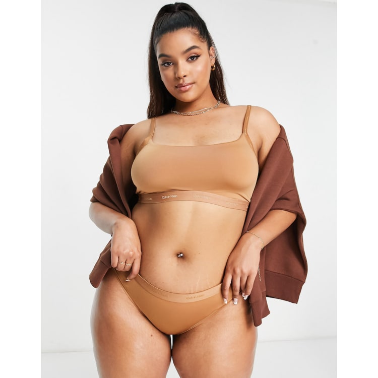 Calvin Klein Plus Size Form To Body lingerie set with tonal logo in  sandalwood