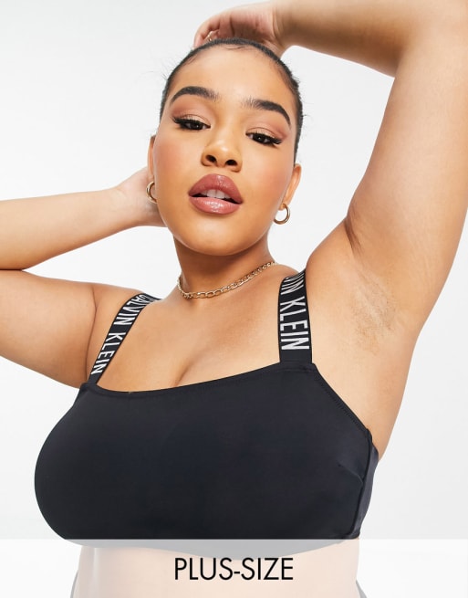 Calvin Klein Plus Size logo bandeau bikini set in black | ASOS