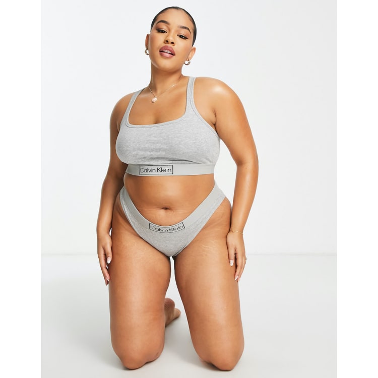 Calvin Klein Plus Size Reimagined Heritage cotton blend lingerie set in grey ASOS