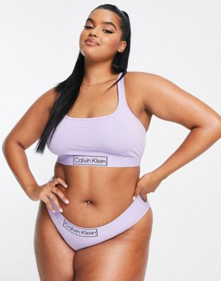 Calvin Klein Plus Size Reimagined Heritage lingerie set in lilac