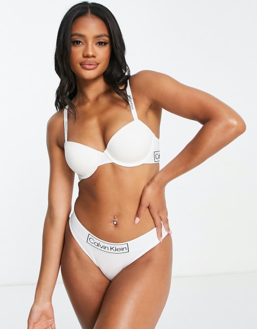 Buy Calvin Klein Reimagine Heritage Thong White - Scandinavian Fashion Store