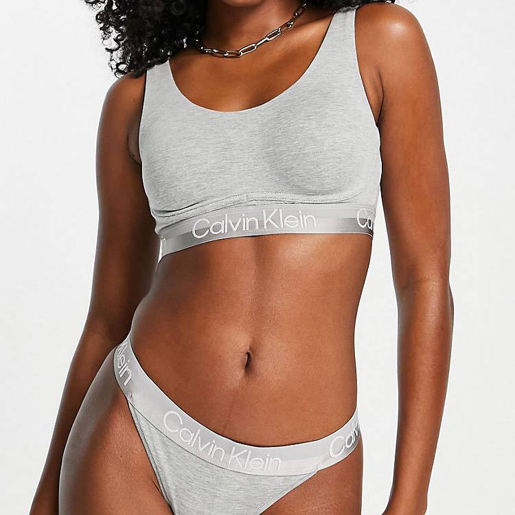 Calvin Klein Structure Cotton and poly lingerie set in grey | ASOS