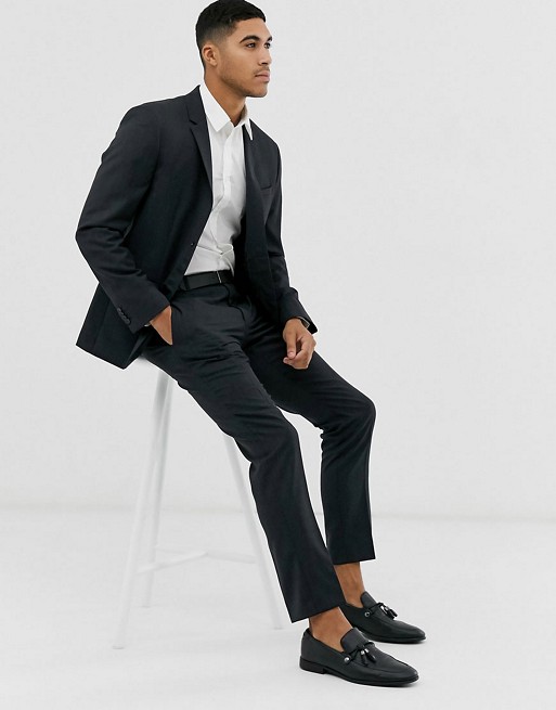 Calvin Klein textured slim fit suit in Black