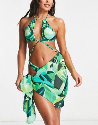 Candypants bikini in green abstract print | ASOS