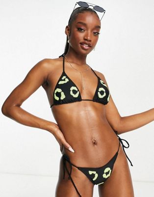 Candypants sequin string triangle bikini bottom in animal  - MULTI