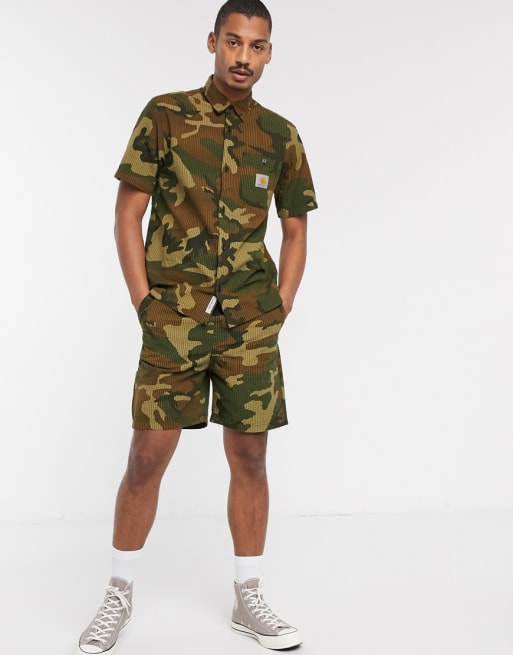 Carhartt WIP Southfield seersucker co-ord in camo